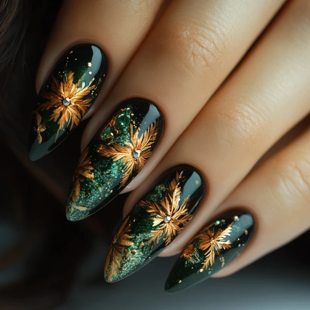 Дизайн ногтей с рождественскими огнями