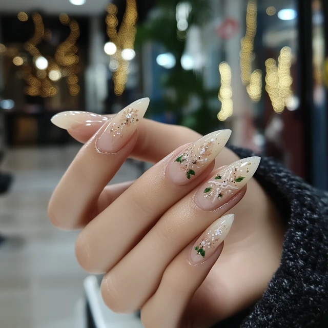 Weihnachtslichter-Nageldesign